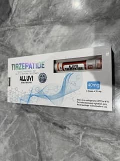Alluvi Tirzepatide 40mg pre-filled research pen shown in its original labelled retail packaging - gallery image 3
