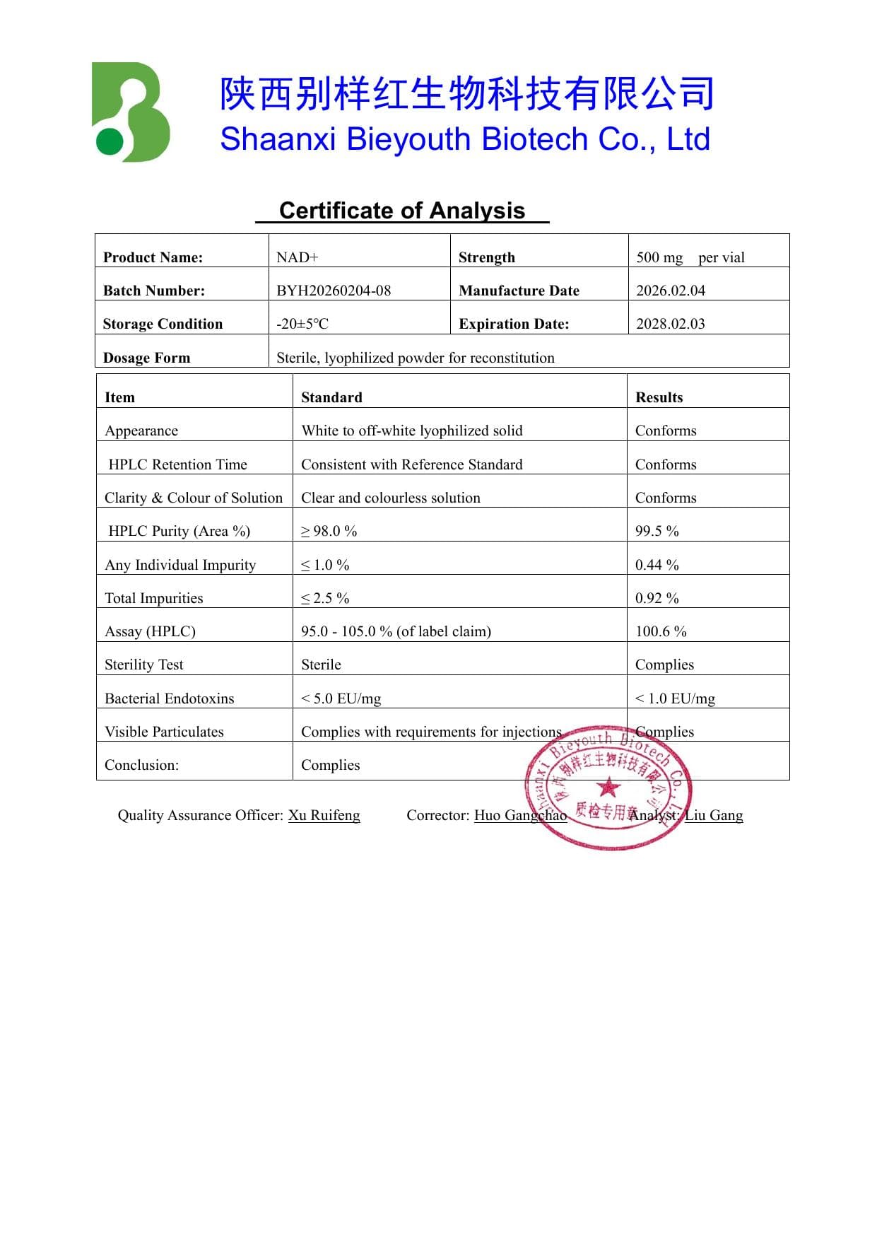 NAD 500mg certificate preview